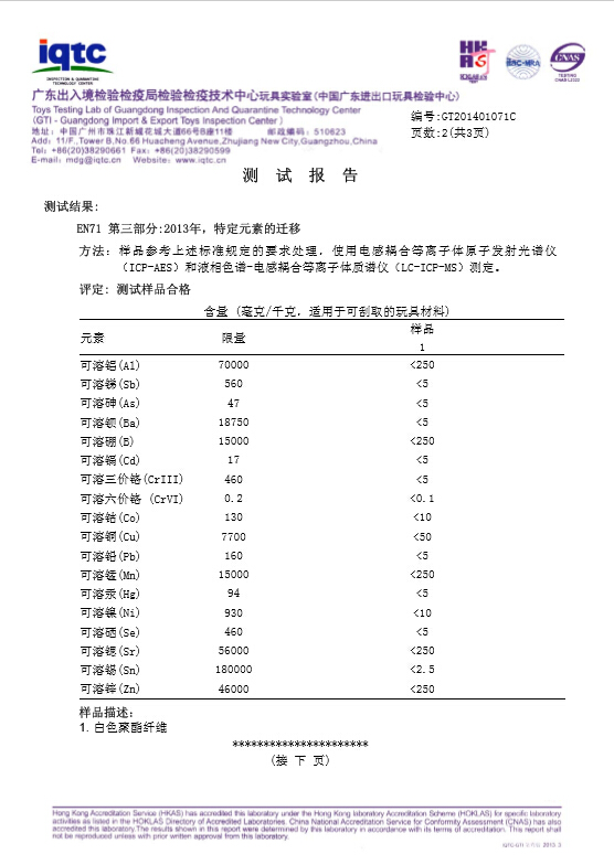 功能纤维重金属安全检测